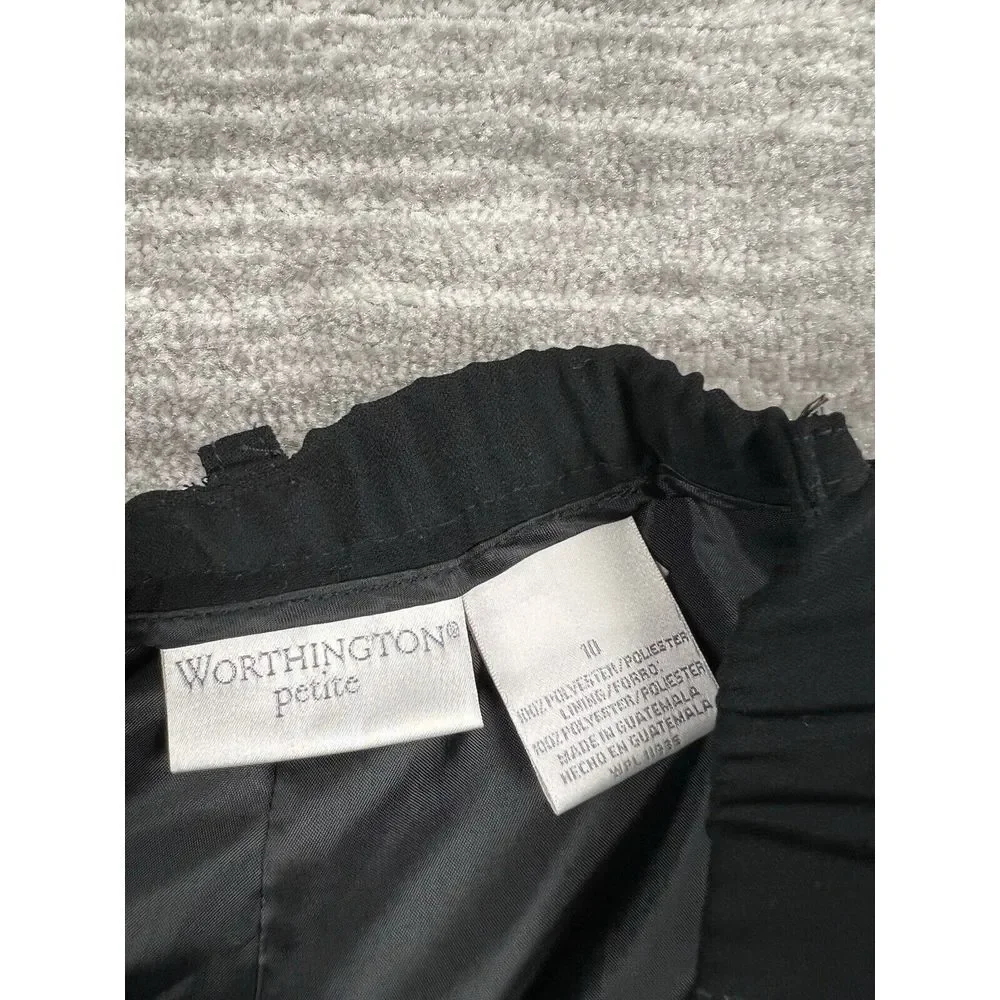 Worthington Petite Pants Womens 10P Black Lined Dress Pleated Casual‎